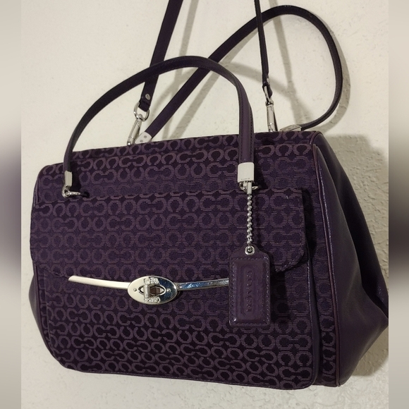 Coach Madison Madeline East West OP art needlepoint Satchel - Picture 3 of 16